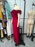 Women Spring and Summer Ruffle Off Shoulder Bodycon Dress