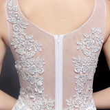 Women Lace Rhinestone Fishtail Evening Dress