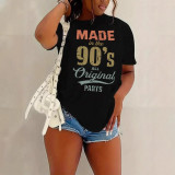 Women Round Neck Short Sleeve Letter Printed Summer T-shirt
