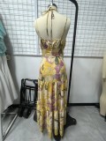 Women Holidays Print Sexy Ruffle Strap Dress