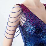 Women Gradient Color Crystal Diamond Chain Sexy Evening Dress