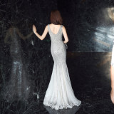 Women Formal Party Elegant Fishtail Sequined Evening Dress
