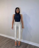 Women Summer Solid Stretchy Zipper Pants