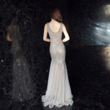 Women Formal Party Elegant Fishtail Sequined Evening Dress