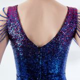 Women Gradient Color Crystal Diamond Chain Sexy Evening Dress