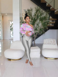 Women Summer Solid Stretchy Zipper Pants