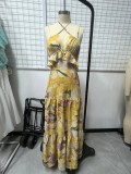 Women Holidays Print Sexy Ruffle Strap Dress