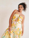 Women Holidays Print Sexy Ruffle Strap Dress