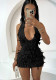 Women Summer Sexy Hot Halter Neck Lace V Neck Backless Bodycon Dress