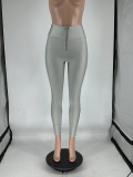 Women Summer Solid Stretchy Zipper Pants