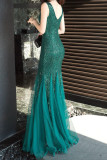 Women Formal Party Elegant Fishtail Sequined Evening Dress
