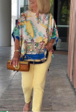 Women Spring Summer Casual Printed Short Sleeve Top