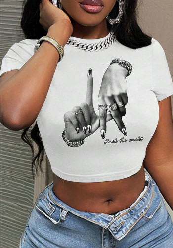 Women Street Print Crop Top T-Shirt