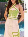 Women Summer Sexy Halter Neck Lace Maxi Dress