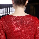 Women Formal Party Elegant Long Sleeve Sequin Fishtail Evening Dress