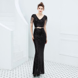 Women Formal Party Elegant Sequin Evening Dress