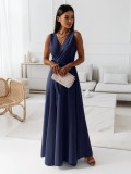 Women Spring Summer Solid v-neck Maxi Dress