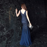Women Formal Party Elegant Fishtail Sequined Evening Dress