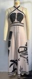 Women Summer Sexy Halter Neck Lace Maxi Dress