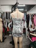 Women Sequin Strap Dress Formal Party Party Dance Backless Bodycon Dress