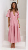Women Casual Trendy Summer V Neck Dress
