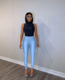 Women Summer Solid Stretchy Zipper Pants