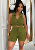 Women Casual Sleeveless Top and ShortsTwo Piece Set