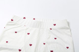 Women Summer Heart Print Vest Shorts Two Piece Set