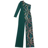 Women One Shoulder Sequin Jumpsuit