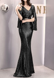Women Formal Party Elegant Sexy Sequin Fishtail Evening Dress