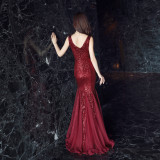 Women Formal Party Elegant Fishtail Sequined Evening Dress