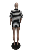 Women Sexy Hollow See-Through Turndown Collar Top and Knitting ShortsTwo Piece Set