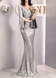 Women Formal Party Elegant Sexy Sequin Fishtail Evening Dress