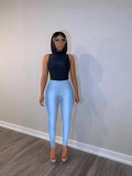 Women Summer Solid Stretchy Zipper Pants