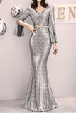 Women Formal Party Elegant Sexy Sequin Fishtail Evening Dress