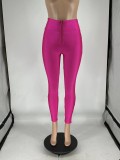Women Summer Solid Stretchy Zipper Pants