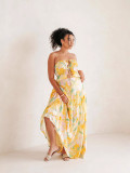 Women Holidays Print Sexy Ruffle Strap Dress