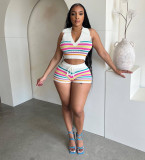 Women Spring Women Sleeveless Knitting Top and ShortsTwo Piece Set Piece Set