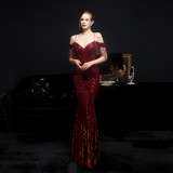 Sequin Fishtail Long Formal Dress Evening Gown