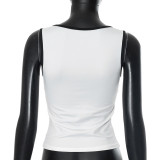 Solid Color Strap Contrast Slim Vest Sexy Summer Women’s Top