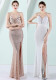 Flower Beaded Party Dress Sexy Slim Fit Fishtail Evening Gown for Bride