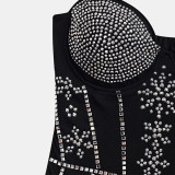 See Through Beaded Diamond Fringe Summer Sexy Women’s Dress