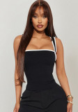 Solid Color Strap Contrast Slim Vest Sexy Summer Women’s Top
