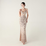 Beaded Sequin Fishtail Evening Dress Wedding Formal Party Gown