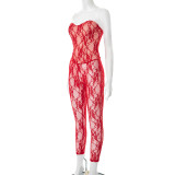 Lace Cross Lace Up Strapless Vest Slim Tight pants Sexy Summer Outfit
