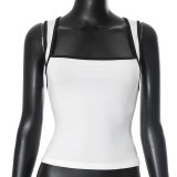 Solid Color Strap Contrast Slim Vest Sexy Summer Women’s Top