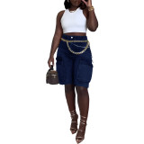 Women Ripped Cargo Denim Pants