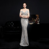 Sequin Fishtail Long Formal Dress Evening Gown