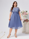 Plus Size Lace Chiffon Dress Elegant Women’s Gown