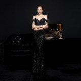 Sequin Fishtail Long Formal Dress Evening Gown